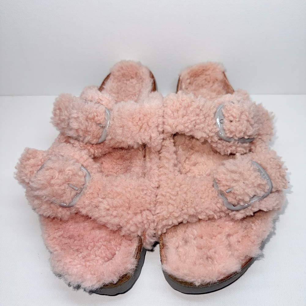 Birkenstock Plush Shearling Platform Sandals - Light Pink - Picture 3 of 9